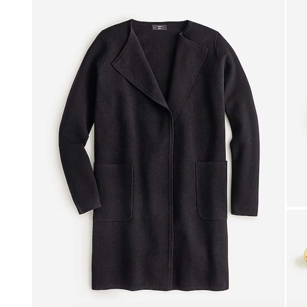 JCrew Juliette collarless sweater-blazer black size L